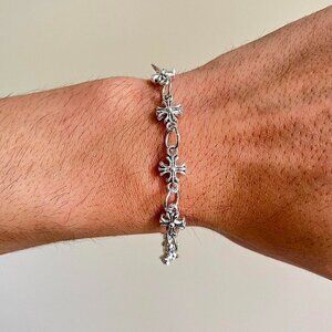 grunge silver cross pendant bracelet
